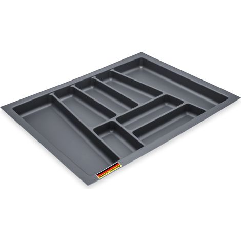 Mehrzweck Besteckeinsatz grau für Küchenschubladen - 64 x 48 cm - Kunststoff Schubladen Ordnungssystem schiefergrau