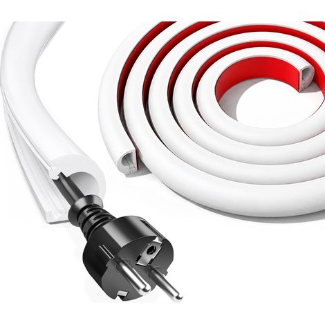 Mini goulotte de câble autocollante en silicone flexible semi-circulaire - Blanc - Goulotte de câble murale - 1 m (1/5)