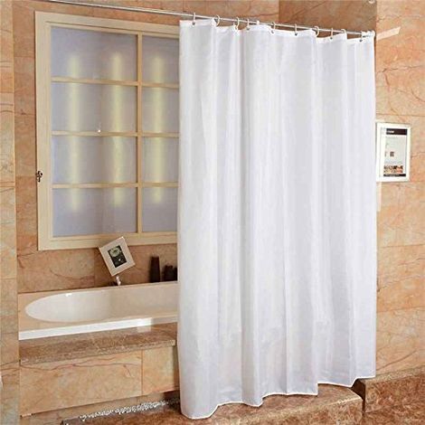 Rideau de douche blanc pur résistant aux moisissures - Doublure de rideau de douche en polyester avec 12 crochets - Imperméable et lavable, 180 x 180 cm (1/3)