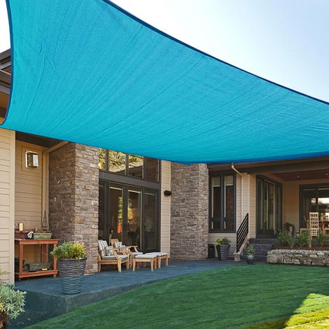 Voile d'ombrage rectangulaire Bleu Turquoise, 3 x 4 m, auvent Anti-UV pour extérieur, terrasse, Jardin, Cour (1/5)
