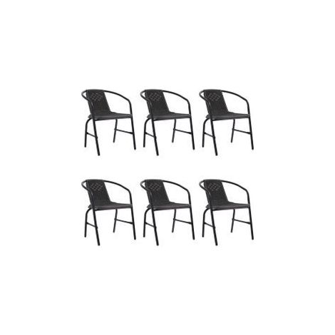 Chaises de jardin lot de 6 Rotin plastique et acier 110 kg (1/5)