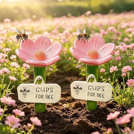 Lot de 2 abreuvoirs à abeilles pour le jardin abreuvoir à insectes abreuvoirs colorés en forme de fleur pour abeilles papillons pollinisateurs jardin terrasse balcon (1/5)