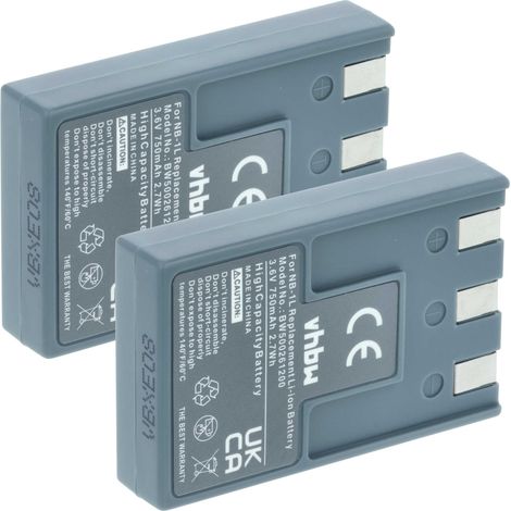 vhbw 2x Akku kompatibel mit Canon Digital Ixus 330, 400, 300, V, 430, 500, V2, V3 Kamera (750 mAh, 3,6 V, Li-Ion) (1/5)