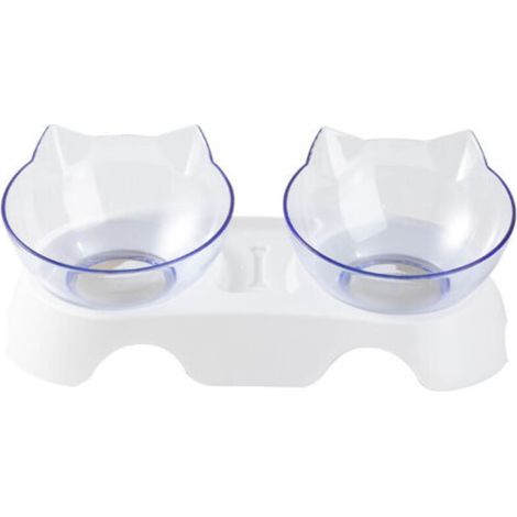 Gamelles doubles pour chat, gamelle orthopédique pour animaux de compagnie anti-vomissements, gamelle pour chien Kitty's Gamelle à eau, bol incliné pour chat protège la colonne vertébrale, bol incliné (1/2)