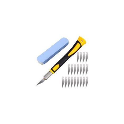22 Pièces Scalpel avec 20 Lame Scalpel de Antirouille, Cutter de Précision, Scalpel de Découpe, Scalpel Modelisme, Couteaux de Loisirs pour Découpe de Sculpture, Travail d'art Bricolag (1/5)