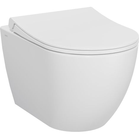 VitrA Pack WC Mia Round suspendu sans bride, fixations invisibles, abattant Slim déclipsable à fermeture douce