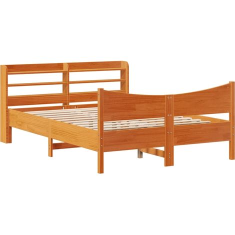 Maison Exclusive - Cadre de lit et tête de lit cire marron 160x200 cm bois de pin