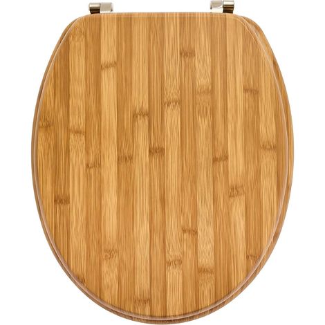 douceur d'intérieur, Abattant WC à Charnières Métal (37 x 47 cm) Hanoi Naturel, MDF Effet Bambou (1/5)