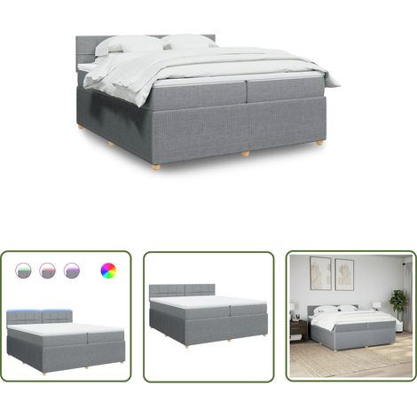 vidaXL Sommier à lattes de lit avec matelas Gris clair 200x200cm Tissu (1/5)