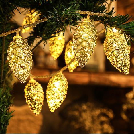 Guirlande Lumineuse - 5 Pièces Cônes De Pin À LED - Alimentation Sur Piles Ou USB - Étanche - Pour Décoration De Sapin De Noël Intérieure (1/5)