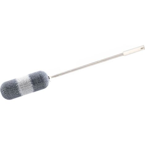 Plumeau rétractable à fibres fines, tête flexible amovible et manche télescopique en acier inoxydable, brosse de nettoyage, gris/blanc (1/5)
