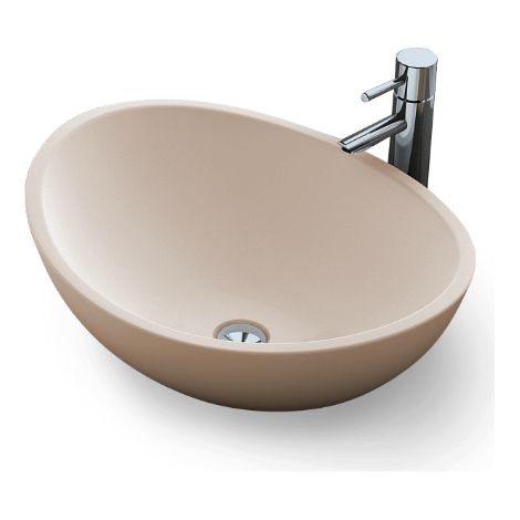 Vasque à Poser Ovale - 42 cm - en Solid Surface - Beige Rosé - Ovéa (1/3)