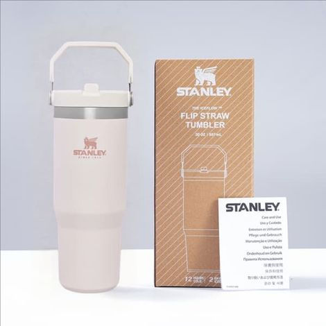 Bouteille à paille Flip Straw avec paille intégrée, 887 ml - Autonomie de plus de 12 heures - Étanche - Bouteille en acier inoxydable - Mug de voyage sans BPA - Poudre de quartz