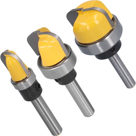 Kopier-Holzfräser mit Kugellager, runder Spitze für Schalen, Planscheibe und Vorrichtung, 1/4-Zoll-Schaft, Durchmesser 1-1/8 Zoll, 3/4 Zoll, 1/2 Zoll, Fräser zum Drechseln und Schnitzen (1/5)