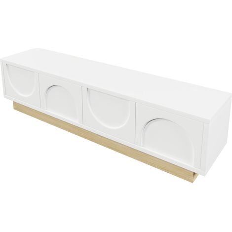 Mobile TV bianco 175 cm con finitura effetto legno e design curvo minimalista (1/5)