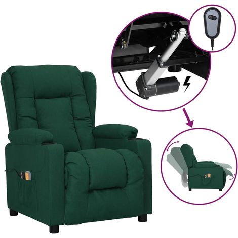 Fauteuil de massage inclinable électrique Vert foncé Tissu 2 (1/5)