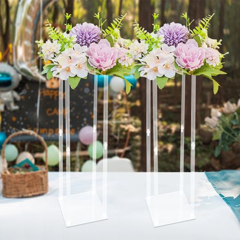 2 Stück Hochzeit Acryl Blumenhalter, transparente Acryl Dekoration Blumenhalter, Rechteck abnehmbare DIY Dekoration Halter, 25  25  100cm