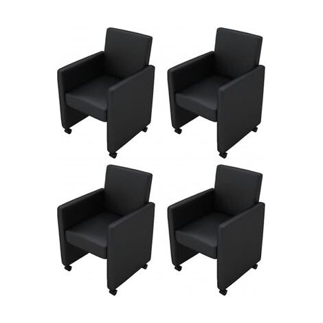 Juego de 4 sillas de cocina comedor de diseño y cómodas en sintética negra CDS021798
