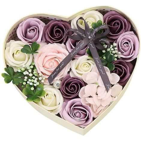 Coffret Cadeau - Fleur de Savon - Violet - 21x18x8.5 cm - Parfumé - Pour Femme (1/5)