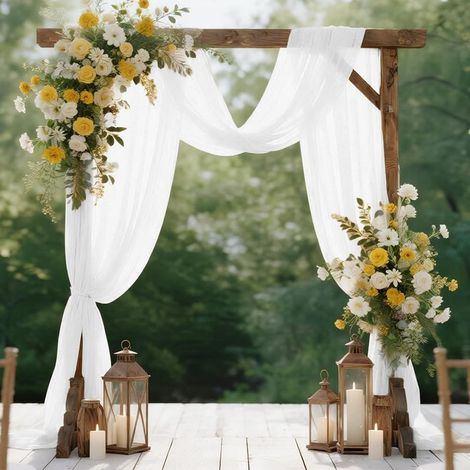 Drapage blanc pour arche de mariage — Voilage transparent 75 × 600 cm — Drapé de mariage translucide en mousseline élastique, idéal pour la décoration de cérémonies et de fêtes (1/5)