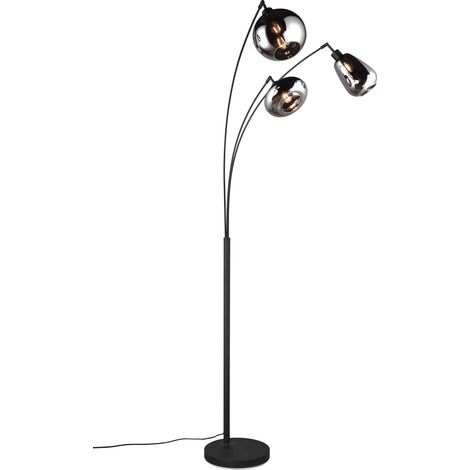 Lampada da terra 3 luci, metallo, nero e cromato, H 200 cm, Lumina (1/5)