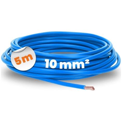 1 Câble électrique H07V-K 10 mm² bleu, fil de cuivre étamé flexible, pour installation en conduit, usage intérieur sec (1/5)