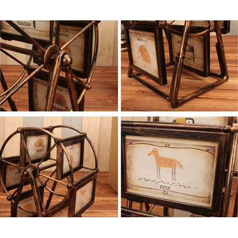 Cadre photo vintage de famille avec grande roue, cadre photo rotatif, décoration intérieure, cadeau (1/5)