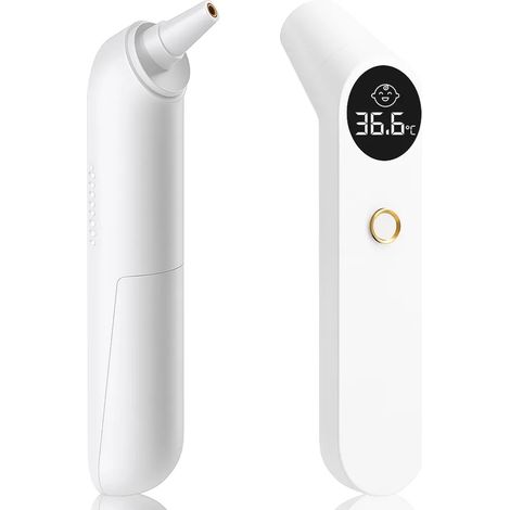 Infrarot-Thermometer, digitales Fiebermessgerät, kontaktloses Thermometer geeignet für Säuglinge und Erwachsene, helle Stirntemperaturanzeige, LED, Retro-Design. (1/5)