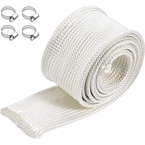 Tuyau d'échappement de 25 mm, 300 cm, en fibre de verre High TEMP, résistant à la chaleur avec 4 clips, pour groupe électrogène de secours, tuyau d'échappement de chauffage auxiliaire (1/5)