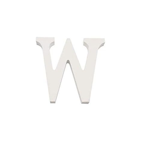 Letra W madera decorativo 11 cm Blanco (1/3)