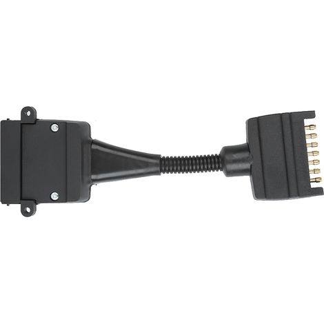 1 adaptateur de prise de remorque, 7 broches vers 12 broches, 12 V, noir, pour caravane et camping-car (1/5)