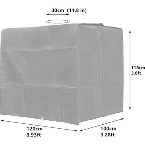 Bâche Réservoir d'eau IBC 1000 L Couverture Container Citerne Eau Pluie avec Fermeture éclair Coupe-Vent Anti-UV 420D Résistant à la Déchirure(gris) (1/5)