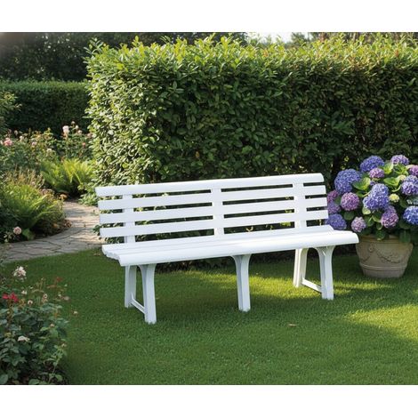Panchina da Esterno - 3 Posti Schienale Listelli, Bianco, -, 49x145x74h cm Llallagua