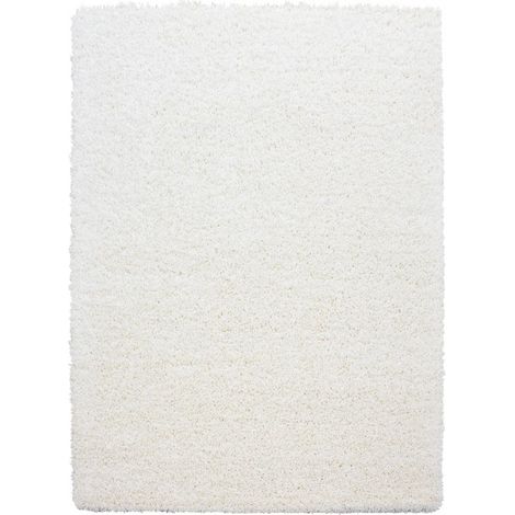 Tapis poils longs shaggy 80x250 crème tissé rectangle motif uni UNI L