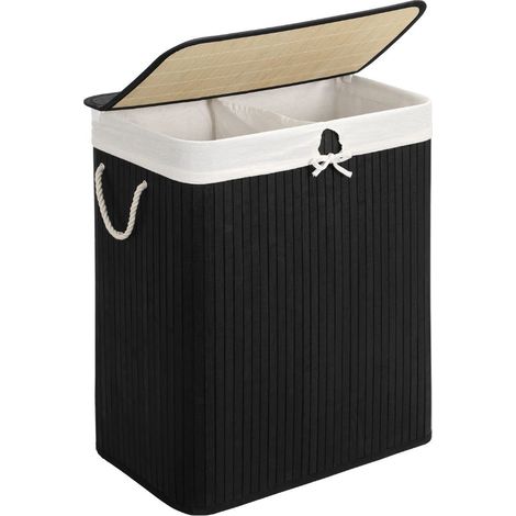 CALICOSY - Panier à linge 2 compartiment en bambou - L51,5 cm