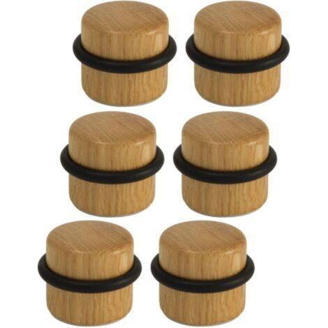 Arrêts de Portes - Butée de Porte Adhésive en Bois pour Sol - Butoirs de Porte Protection de Portes et Murs - Pack 6 unités (Chêne)-