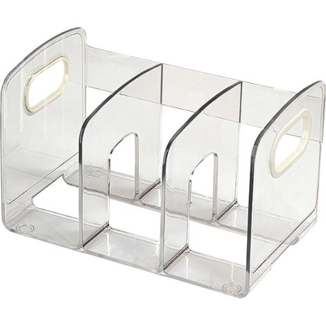 Organiseur de bureau en acrylique transparent à 3 compartiments (28 x 14 x 15 cm) (1/5)