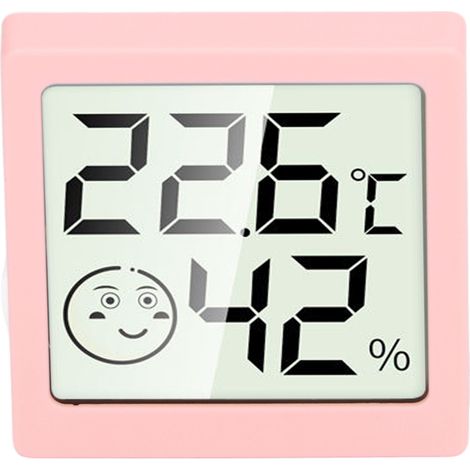 Thermomètre et hygromètre d'ambiance pour la maison, mini thermomètre/hygromètre numérique haute précision, rose (1/5)