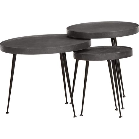 Couchtisch 3 Stk. Schwarz Holzwerkstoff