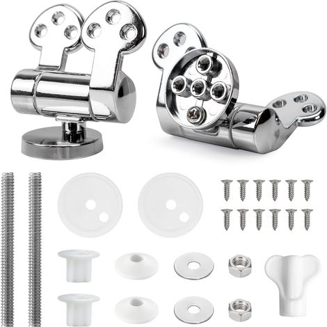 WC Sitz Soft-Close Scharnier aus Zinklegierung, Befestigungs-Set für Toilettendeckel mit Absenkautomatik, geeignet für MDF Holz Bambus Toilettensitz (1/5)