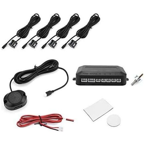 4 Radar De Recul Voiture, Buzzer Radars Parking Kit Aide Au Stationnement Auto Système Parcage Inverse Arrière Capteurs Audio électromagnétique Avec Avertissement Sonore Distance Détection Détecteurs