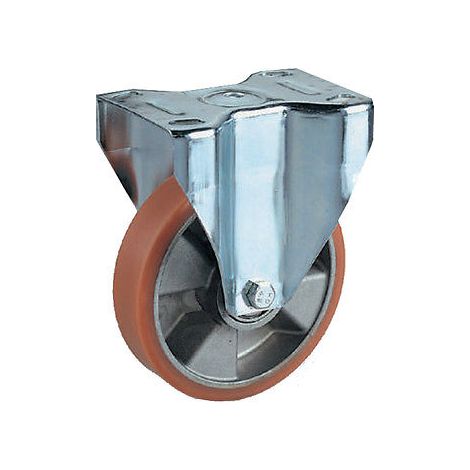 RUOTA POLIURETANO NUCLEO ALLUMINIO CON SUPPORTO ZINC. RUOTE GIREVOLI FISSE FRENO - RUOTA FISSA Ø100