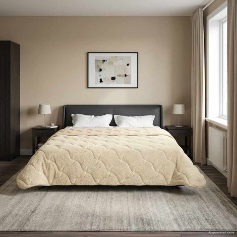 Winterbettdecke Creme 200 x 200 cm Mikrofaser und Teddy-Fleece