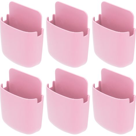 Set mit 6 wandmontierten Aufbewahrungsboxen für Fernbedienungen, Handys und kleine Gegenstände - Rosa Hängeregal für Schlaf- und Wohnzimmer (1/5)