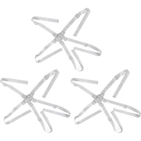 Lot de 3 harnais de chaise haute 5 points de rechange, réglables et sécurisés pour enfants, avec boucle de sécurité, pour bébés et jeunes enfants (gris). (1/5)