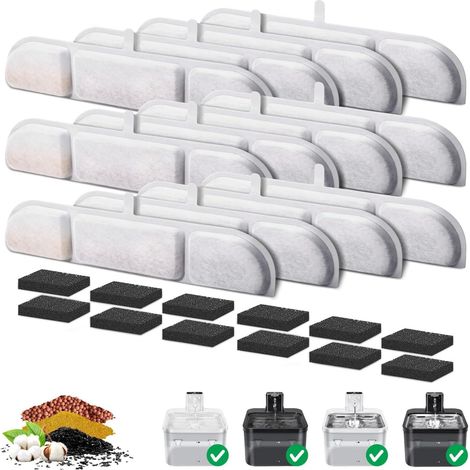 Katzenbrunnenfilter, 12-teiliges Ersatzfilterset für den kabellosen DownyPaws 2,5-Liter-Wasserbrunnen, inklusive 12 Brunnenfiltern und 12 Pumpenschwämmen, passend für DPWFP6 (1/5)