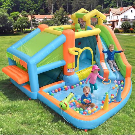 Parc aquatique gonflable enfant 360x350x210 cm en tissu Oxford multicolore, montage rapide – MEUBLIV (1/5)