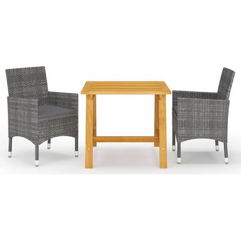 vidaXL Juego de comedor de jardín de 3 piezas gris (1/3)