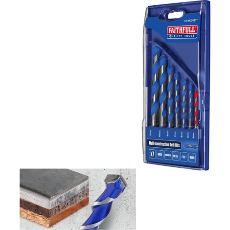 Faithfull Multi Material Drill Bits Metal Wood Tile 7 Piece Set FAIMCDSET7 (1/5)