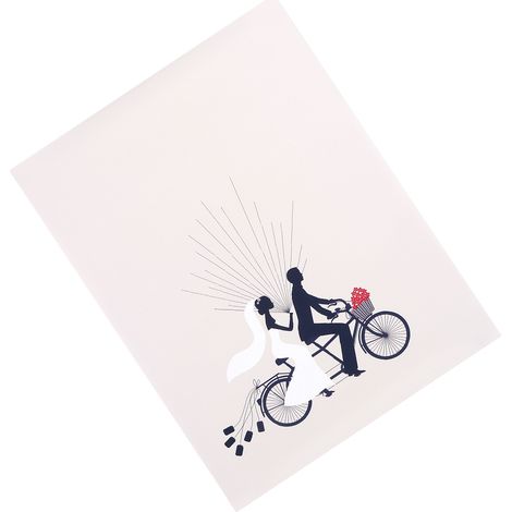 Fingerabdruckmalerei: Brautpaar fährt Fahrrad – Fingerabdruck-Bastelvorlage für die Hochzeit (1/5)